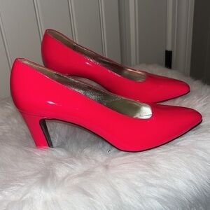Neon hot pink patent leather heels Italian made Suzanne Rae  EU 36.5 US 6/6.5